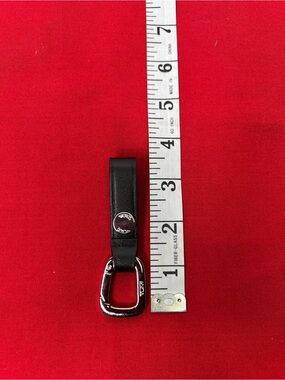 Tumi Black Leather Key Fob with Silver Hardware Key chain